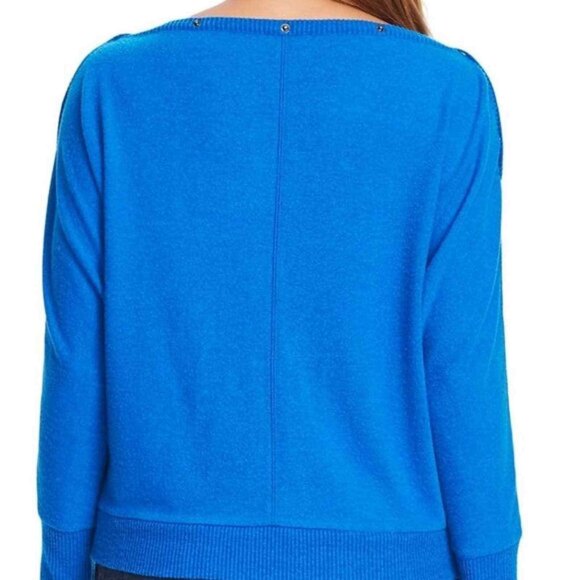 Vince Camuto Hardware Sweater Top Size M Boat Neck Dolman Peacock Blue NWT B38 - Picture 2 of 6